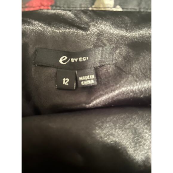 GUC E by ECi 100% Silk Skirt Floral Red/Black/Gray Size 12 - Picture 4 of 7